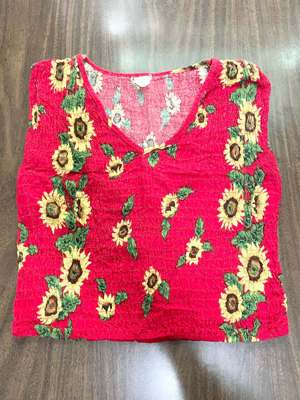 Vintage Stetch Y2K 90s Sunflower Crop Top Size S/M